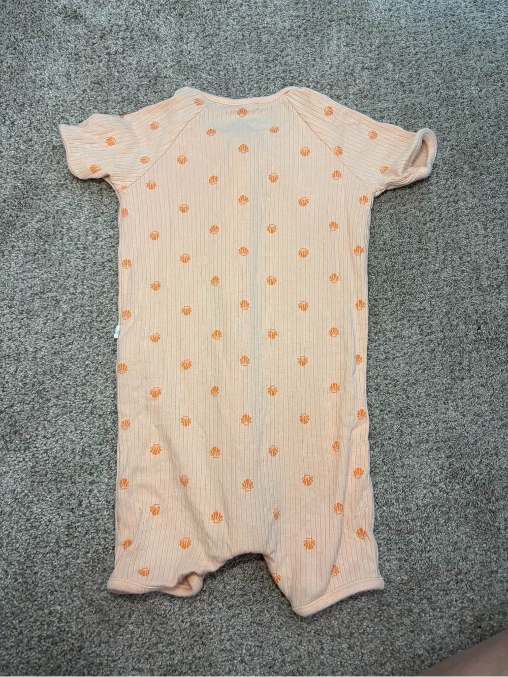 Mori Peach Short-Sleeve Ribbed One-Piece Shell Print  Zip Sleeper 9-12 months